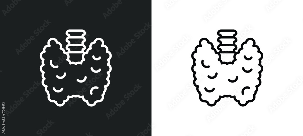 thyroid gland line icon in white and black colors. thyroid gland flat vector icon from thyroid gland collection for web, mobile apps and ui. thyroid gland line icon in white and black colors. thyroid gland flat vector icon from thyroid gland collection for web, mobile apps and ui.