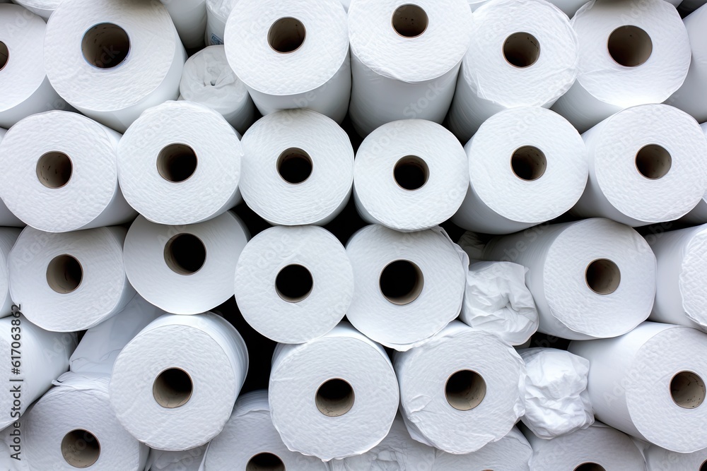 A Stack of Toilet Paper, Everyday Necessity, Essential Comfort. Generative AI A Stack of Toilet Paper, Everyday Necessity, Essential Comfort. Generative AI
