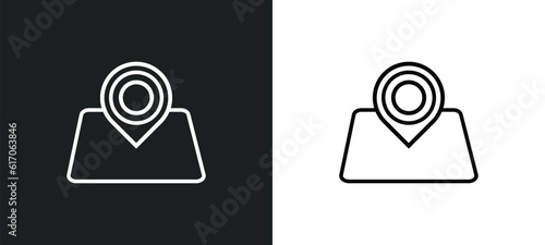map localization line icon in white and black colors. map localization flat vector icon from map localization collection for web, mobile apps and ui.
