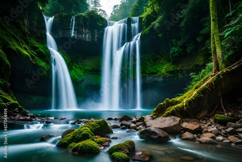 waterfall in the forest generated by AI ©  ALLAH LOVE