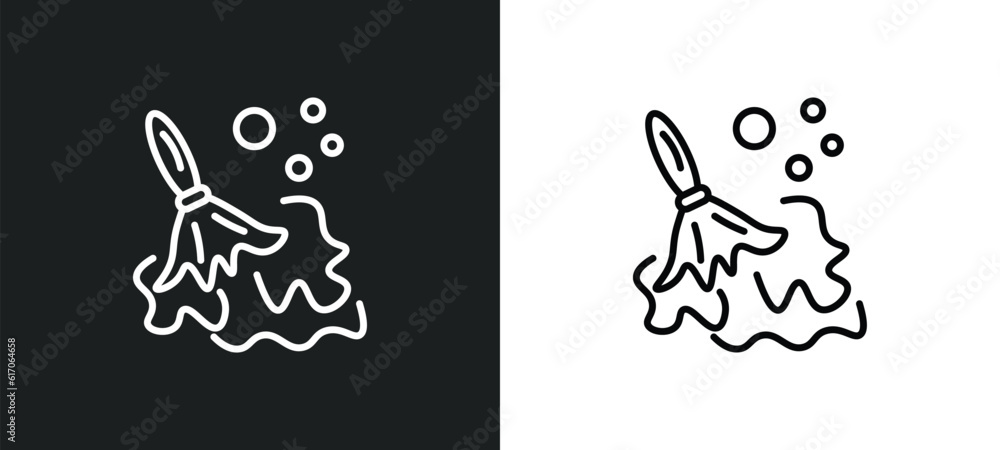 wet cleaning line icon in white and black colors. wet cleaning flat vector icon from wet cleaning collection for web, mobile apps and ui.