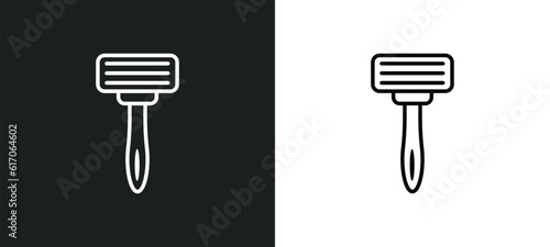 shaving razor line icon in white and black colors. shaving razor flat vector icon from shaving razor collection for web, mobile apps and ui.