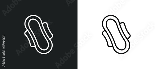 hygienic pad line icon in white and black colors. hygienic pad flat vector icon from hygienic pad collection for web, mobile apps and ui.