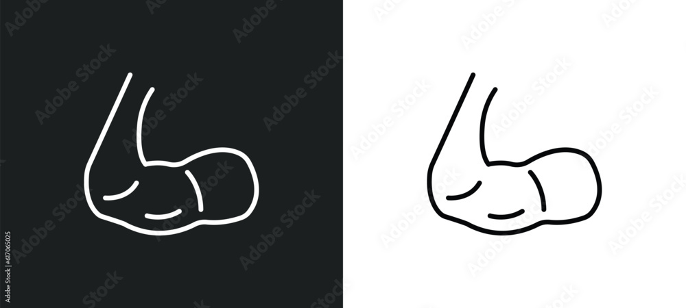 biceps line icon in white and black colors. biceps flat vector icon from biceps collection for web, mobile apps and ui.