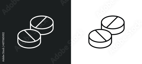 pills line icon in white and black colors. pills flat vector icon from pills collection for web, mobile apps and ui.