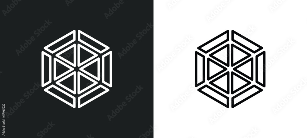 polygonal hexagonal line icon in white and black colors. polygonal hexagonal flat vector icon from polygonal hexagonal collection for web, mobile apps and ui. polygonal hexagonal line icon in white and black colors. polygonal hexagonal flat vector icon from polygonal hexagonal collection for web, mobile apps and ui.