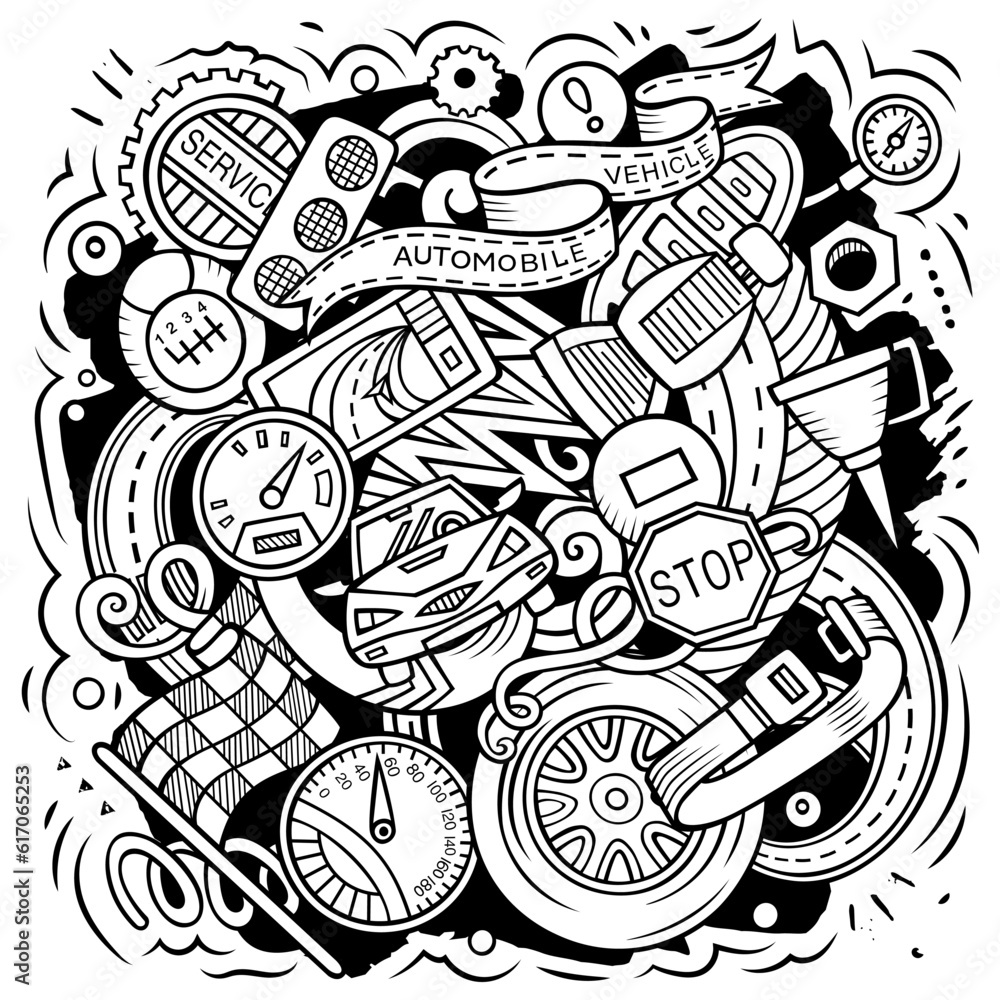 Auto Service cartoon vector doodle illustration Auto Service cartoon vector doodle illustration