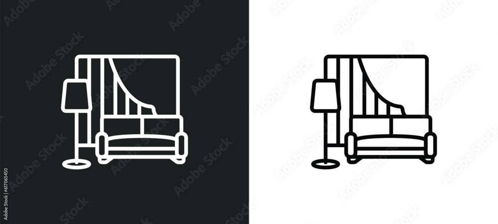living room line icon in white and black colors. living room flat vector icon from living room collection for web, mobile apps and ui. living room line icon in white and black colors. living room flat vector icon from living room collection for web, mobile apps and ui.