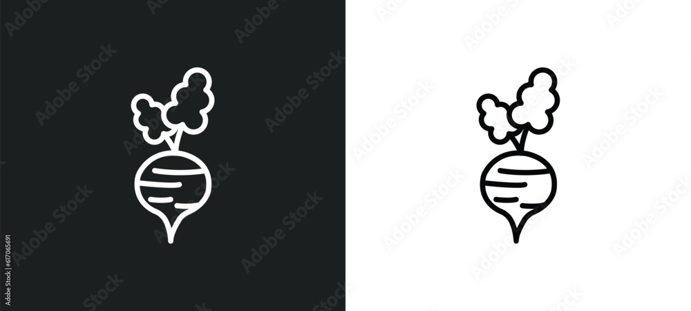 beetroot line icon in white and black colors. beetroot flat vector icon from beetroot collection for web, mobile apps and ui.