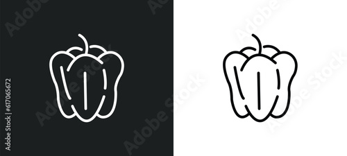bell pepper line icon in white and black colors. bell pepper flat vector icon from bell pepper collection for web, mobile apps and ui.
