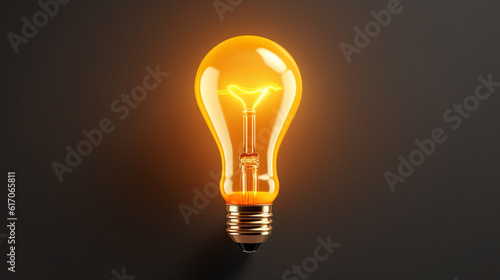 A single yellow light bulb on a dark background