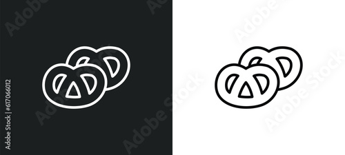 pretzel line icon in white and black colors. pretzel flat vector icon from pretzel collection for web, mobile apps and ui.