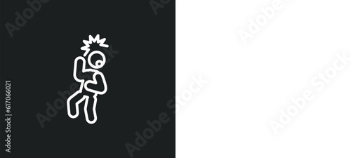 scared human line icon in white and black colors. scared human flat vector icon from scared human collection for web, mobile apps and ui.