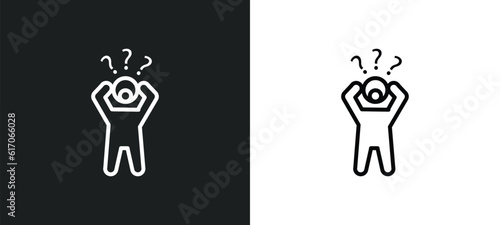 shocked human line icon in white and black colors. shocked human flat vector icon from shocked human collection for web, mobile apps and ui.