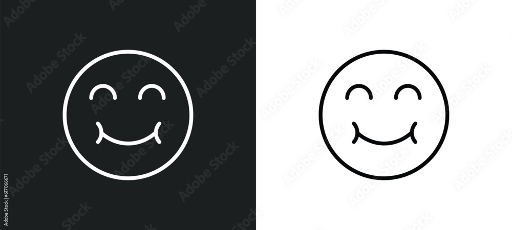 smile emoji line icon in white and black colors. smile emoji flat vector icon from smile emoji collection for web, mobile apps and ui. smile emoji line icon in white and black colors. smile emoji flat vector icon from smile emoji collection for web, mobile apps and ui.