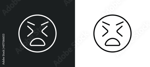 stress emoji line icon in white and black colors. stress emoji flat vector icon from stress emoji collection for web, mobile apps and ui.