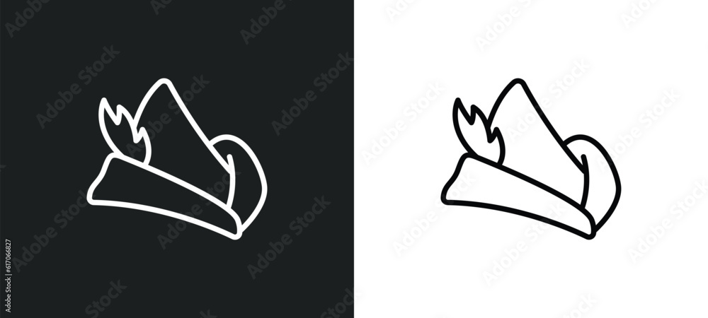 Obraz premium robin hood line icon in white and black colors. robin hood flat vector icon from robin hood collection for web, mobile apps and ui.