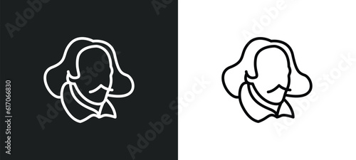 shakespeare line icon in white and black colors. shakespeare flat vector icon from shakespeare collection for web, mobile apps and ui. photo