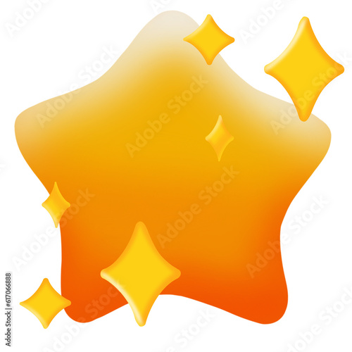 Yellow star with stars icon on transparent background 
