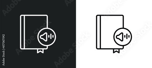 audiobook line icon in white and black colors. audiobook flat vector icon from audiobook collection for web, mobile apps and ui.