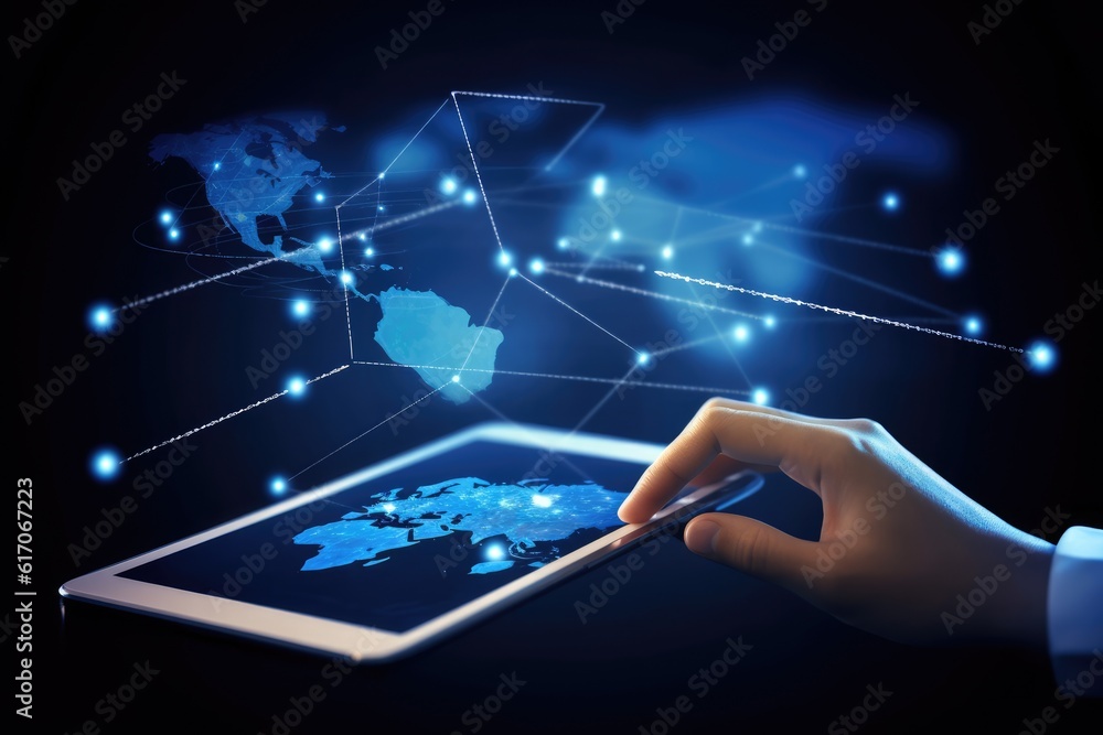 Smartphone with a magic screen in hand, Generative AI Smartphone with a magic screen in hand, Generative AI