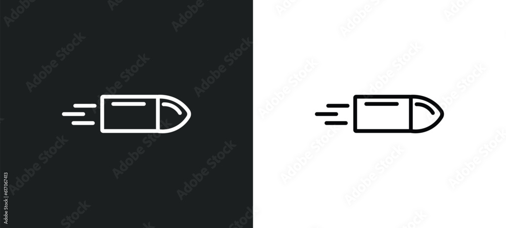 bullet line icon in white and black colors. bullet flat vector icon from bullet collection for web, mobile apps and ui. - obrazy, fototapety, plakaty 