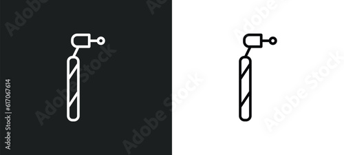 dentists drill tool line icon in white and black colors. dentists drill tool flat vector icon from dentists drill tool collection for web, mobile apps and ui.