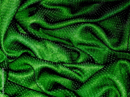 green fabric to background texture wavy shapes motife and dots ,rough texture 
