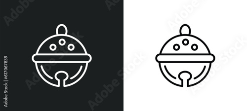 sleigh bell line icon in white and black colors. sleigh bell flat vector icon from sleigh bell collection for web, mobile apps and ui.