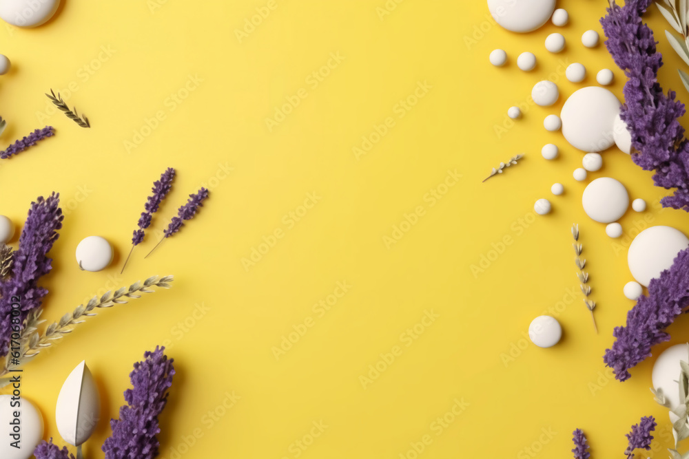 Fototapeta premium a little lavender on all sides of the picture. AI generative