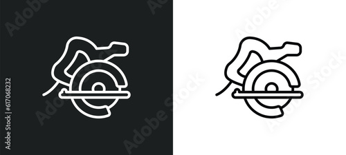 carpenter cutter line icon in white and black colors. carpenter cutter flat vector icon from carpenter cutter collection for web, mobile apps and ui.