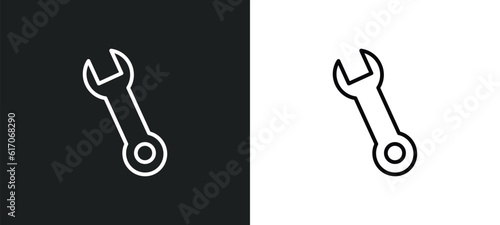 spanner line icon in white and black colors. spanner flat vector icon from spanner collection for web, mobile apps and ui.