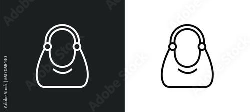 hobo bag line icon in white and black colors. hobo bag flat vector icon from hobo bag collection for web, mobile apps and ui.