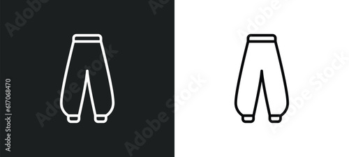 harem pants line icon in white and black colors. harem pants flat vector icon from harem pants collection for web  mobile apps and ui.