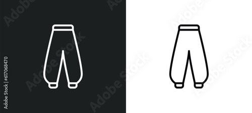 harem pants line icon in white and black colors. harem pants flat vector icon from harem pants collection for web, mobile apps and ui.
