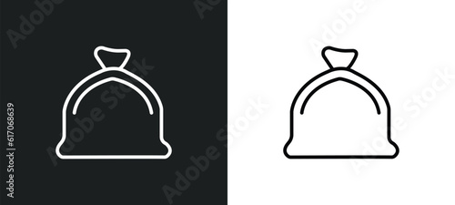 trash bag line icon in white and black colors. trash bag flat vector icon from trash bag collection for web, mobile apps and ui.