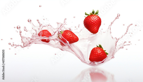 strawberries  diet  isolated  milk  glass  drink  freshness  drop  splashing  berries  ripe  delicious  cream. generative AI