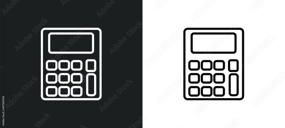 calculator maths tool line icon in white and black colors. calculator maths tool flat vector icon from calculator maths tool collection for web, mobile apps and ui. calculator maths tool line icon in white and black colors. calculator maths tool flat vector icon from calculator maths tool collection for web, mobile apps and ui.