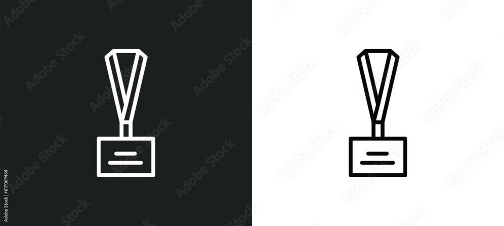 Εκτύπωση καμβά lanyard line icon in white and black colors