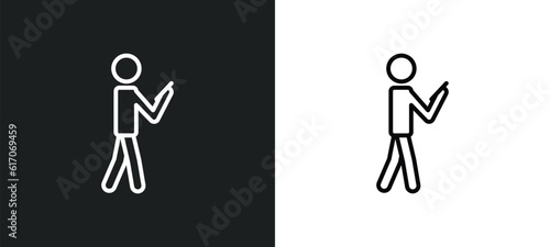 man looking line icon in white and black colors. man looking flat vector icon from man looking collection for web, mobile apps and ui.