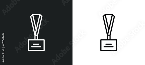 Εκτύπωση καμβά lanyard line icon in white and black colors