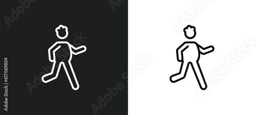 stick man running line icon in white and black colors. stick man running flat vector icon from stick man running collection for web, mobile apps and ui.