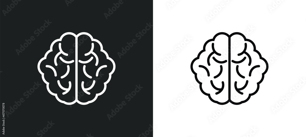 brain line icon in white and black colors. brain flat vector icon from brain collection for web, mobile apps and ui. brain line icon in white and black colors. brain flat vector icon from brain collection for web, mobile apps and ui.