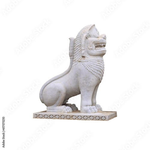 White sculptural image of a lion  isolated.