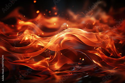  Generative AI - Fiery Rhythms: Abstract Fire Waves Background, Captivating and Energetic