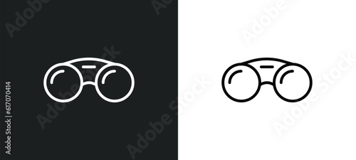 binoculars line icon in white and black colors. binoculars flat vector icon from binoculars collection for web, mobile apps and ui.