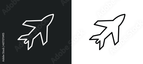 airplane line icon in white and black colors. airplane flat vector icon from airplane collection for web, mobile apps and ui.