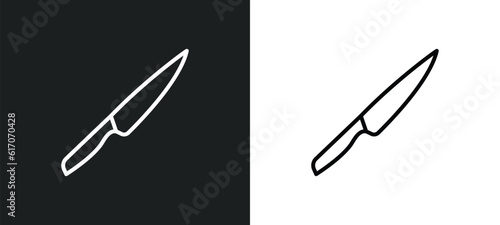 knife line icon in white and black colors. knife flat vector icon from knife collection for web, mobile apps and ui.