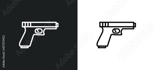 gun line icon in white and black colors. gun flat vector icon from gun collection for web, mobile apps and ui.