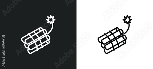 dynamite line icon in white and black colors. dynamite flat vector icon from dynamite collection for web, mobile apps and ui.